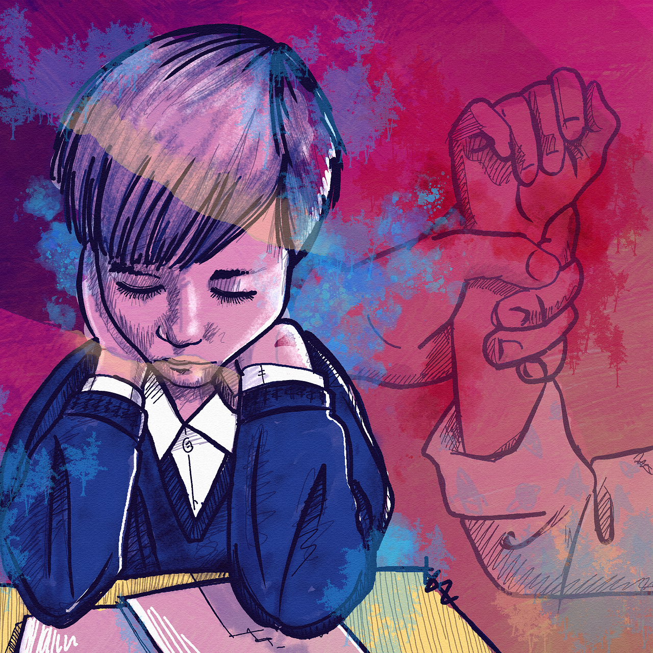 지적장애와 학교폭력을 나타낸 그림