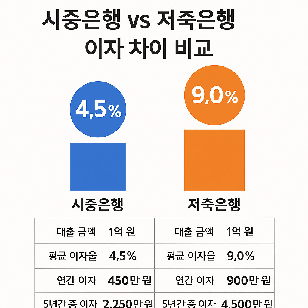시중은행 vs 저축은행 이자 차이 비교 (1억 기준)