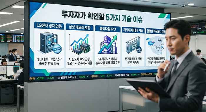 모니터에 투자자가 확인할5가지가 나옴.