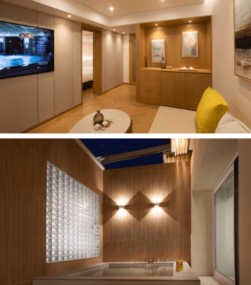 덕구온천 스위트 테라스스파 거실 온천탕