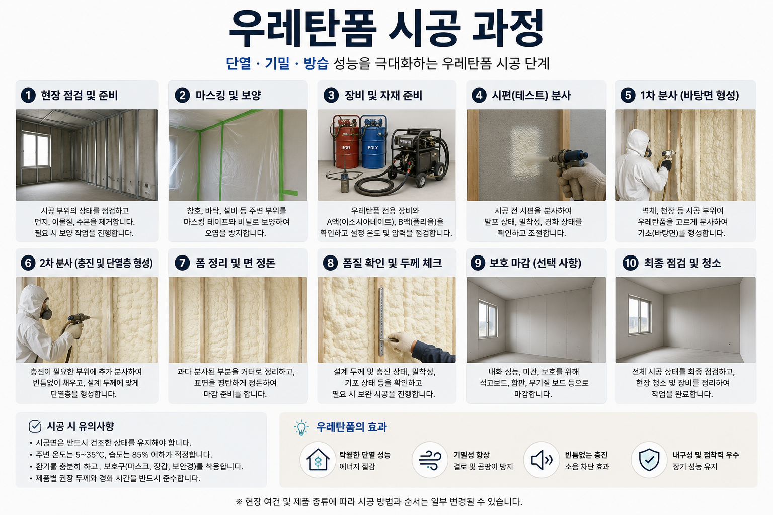 우레탄폼 시공 과정