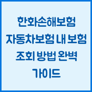 한화손해보험 자동차보험 내 보험 조회 방법 완벽 가이드