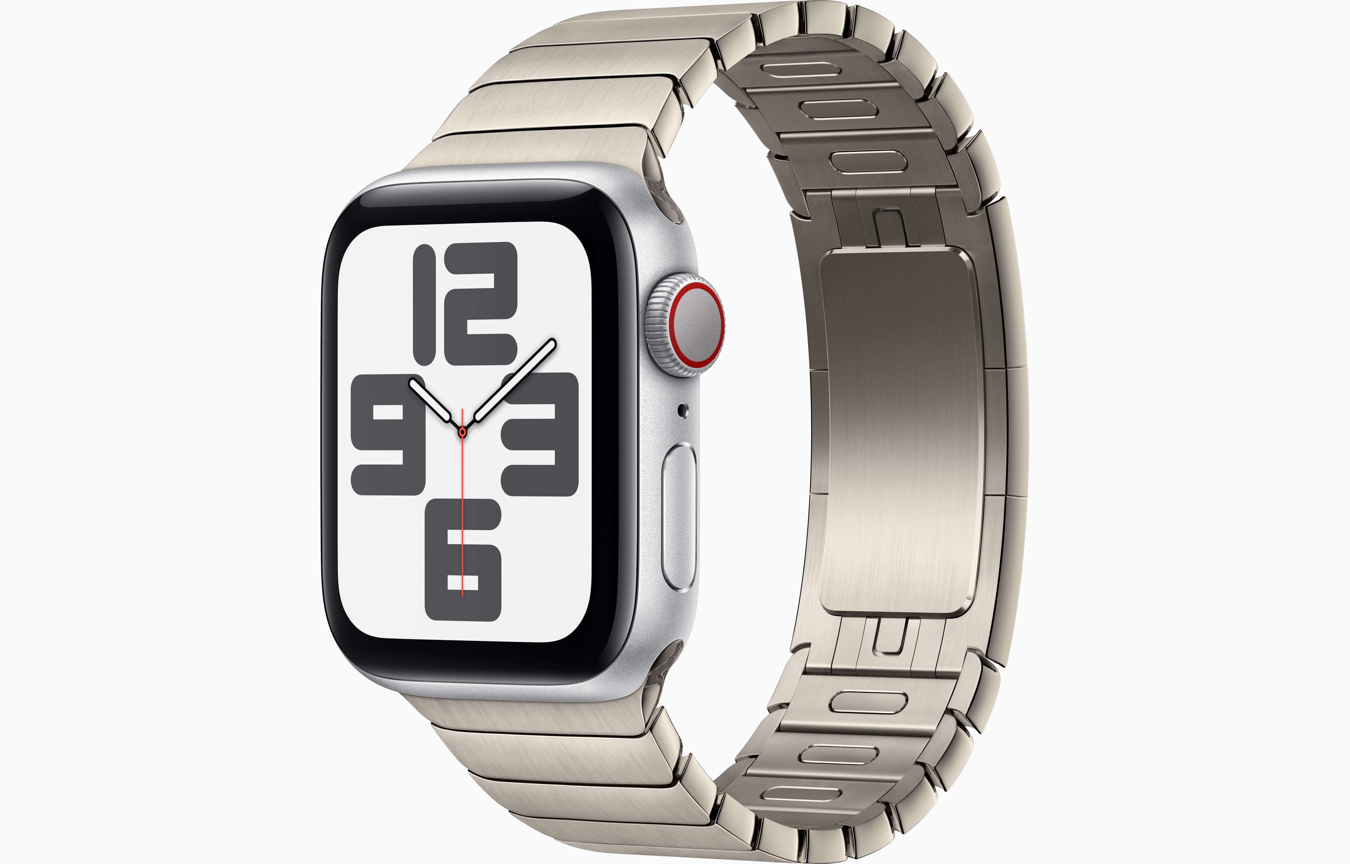 깔끔한 화이트 다이얼과 어우러진 스테인리스 스틸 링크 브레이슬릿. 심플하면서도 세련된 스타일을 강조합니다