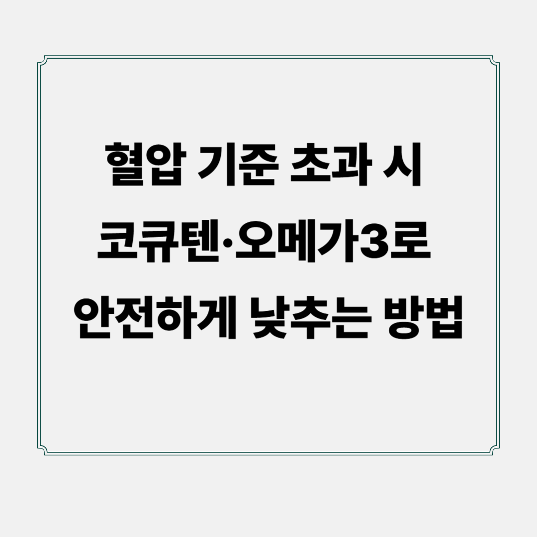 혈압 기준 초과 시 코큐텐·오메가3로 안전하게 낮추는 방법