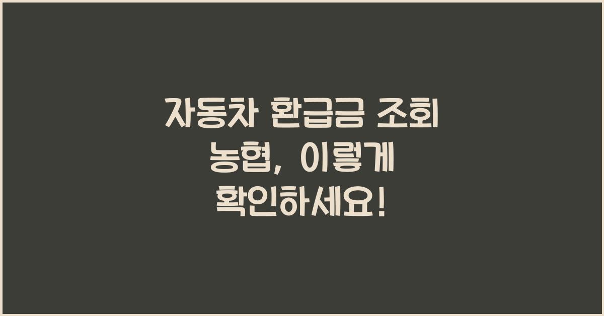 자동차 환급금 조회 농협