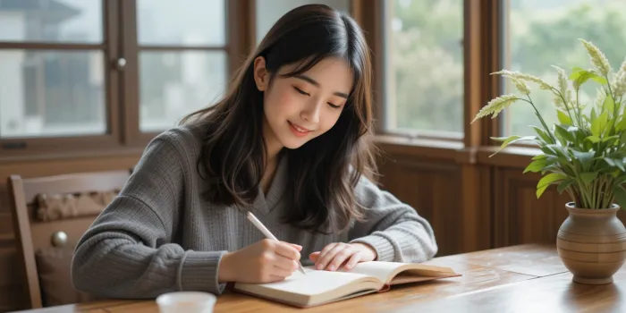 차를 마시며 일기 쓰는 사람