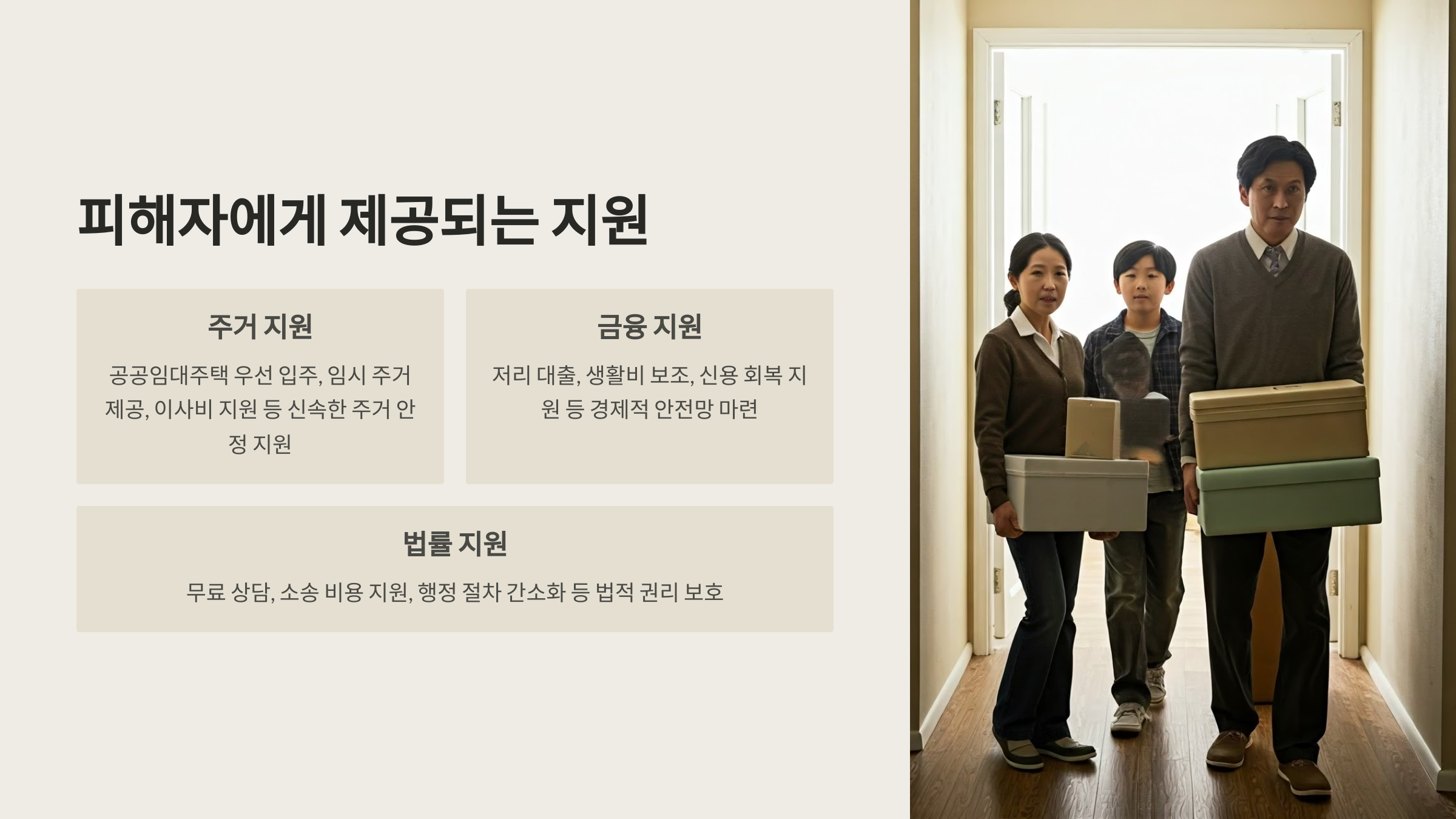 피해자에게 제공되는 지원 요약