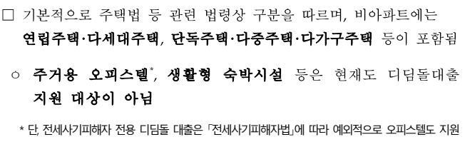 아파트·비아파트 적용 기준 및 생활형 숙박시설 포함 여부