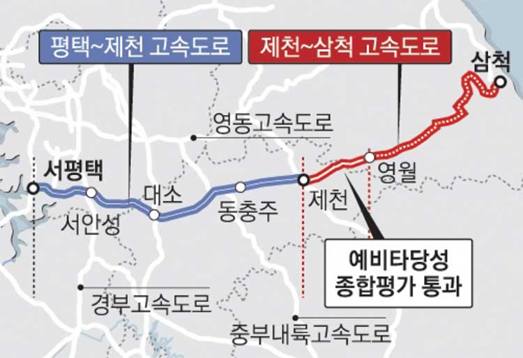 영월~삼척 고속도로 노선구간