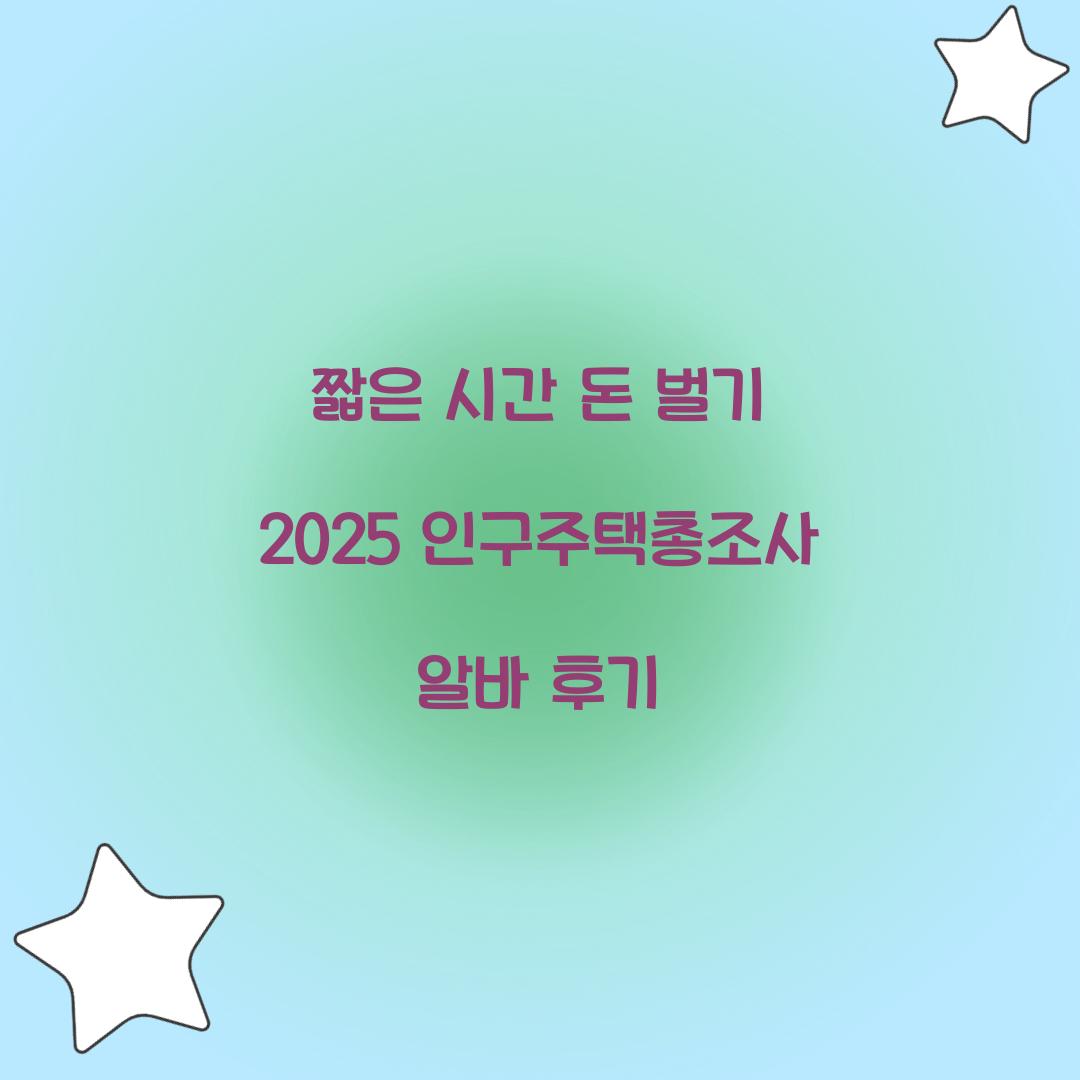 2025 인구주택총조사 알바 후기