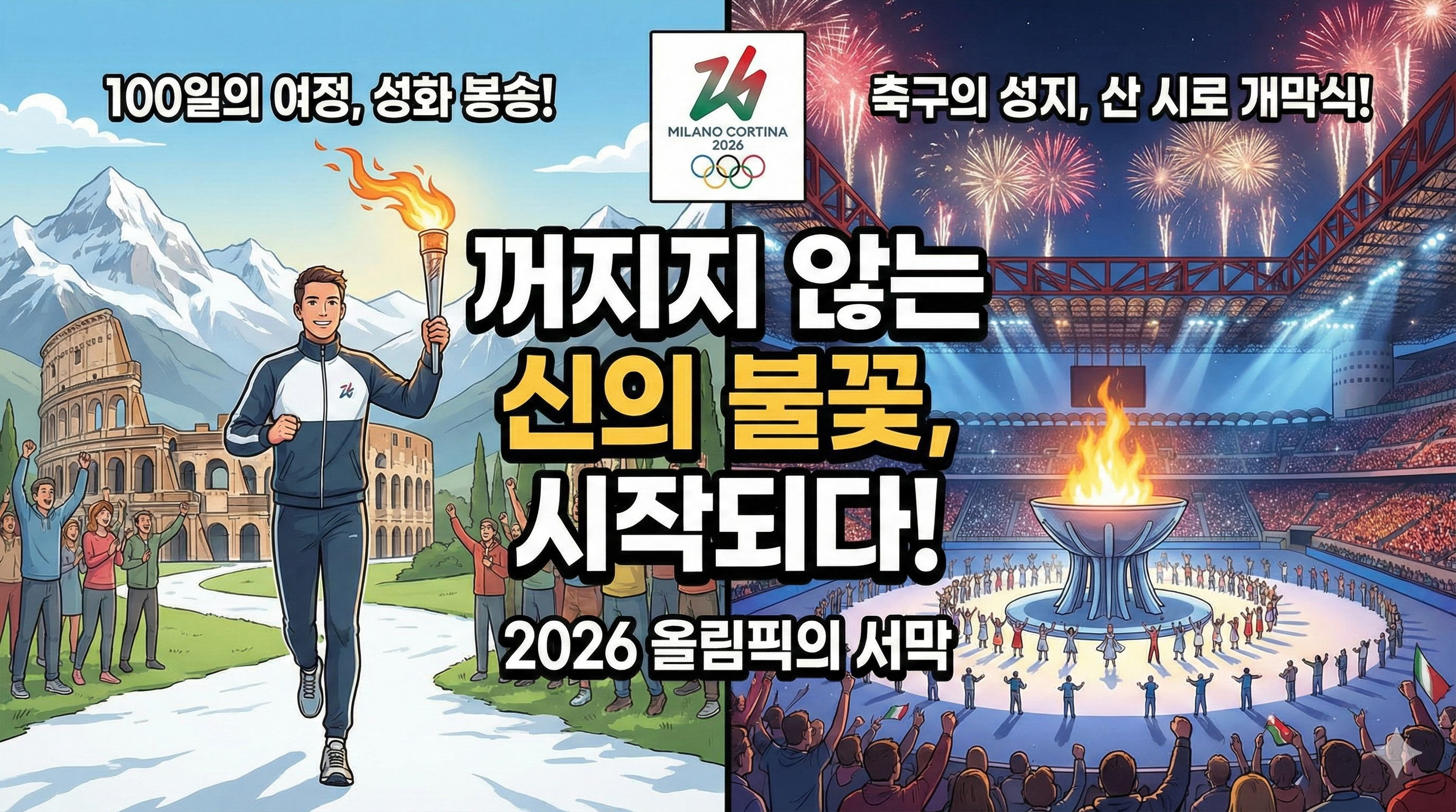 "꺼지지 않는 신의 불꽃" 성화 봉송 &amp; 산 시로 개막식 미리보기