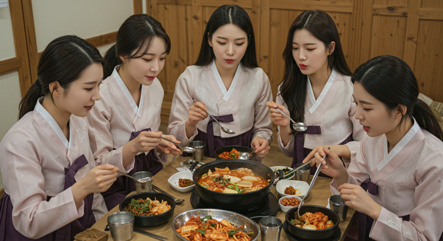 식사하는 여인들.