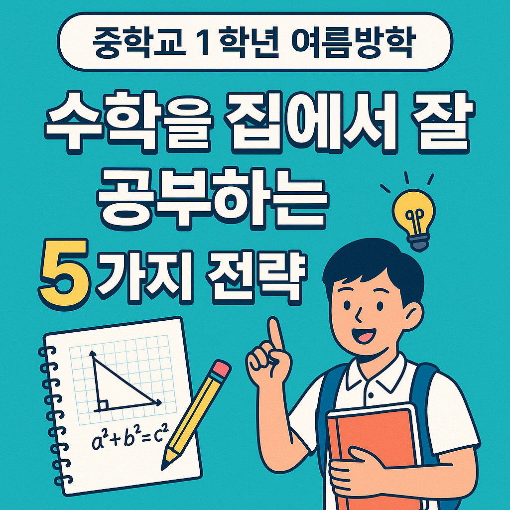 중학교 1학년 여름방학, 집에서 수학을 잘 공부하는 5가지 전략