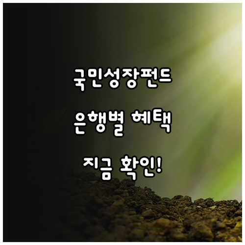 국민성장펀드 투자 특징과 주요 은행별..