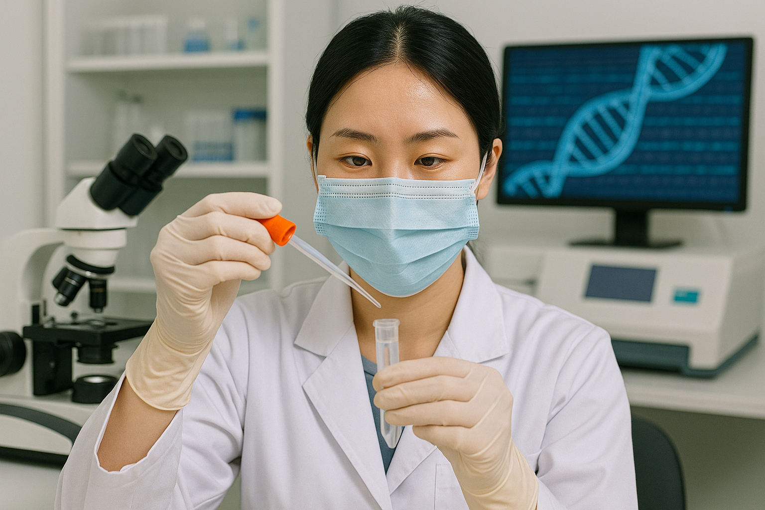 HLA-B51 유전자 분석을 진행하는 연구원