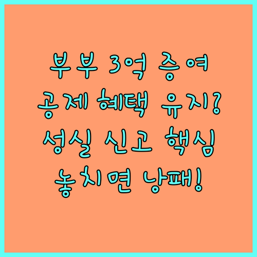 부부 합산 3억 증여 공제 혜택 유지..