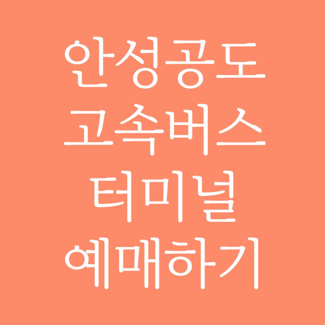 안성공도 실시간 고속버스터미널 시간표 조회 및 예매하기