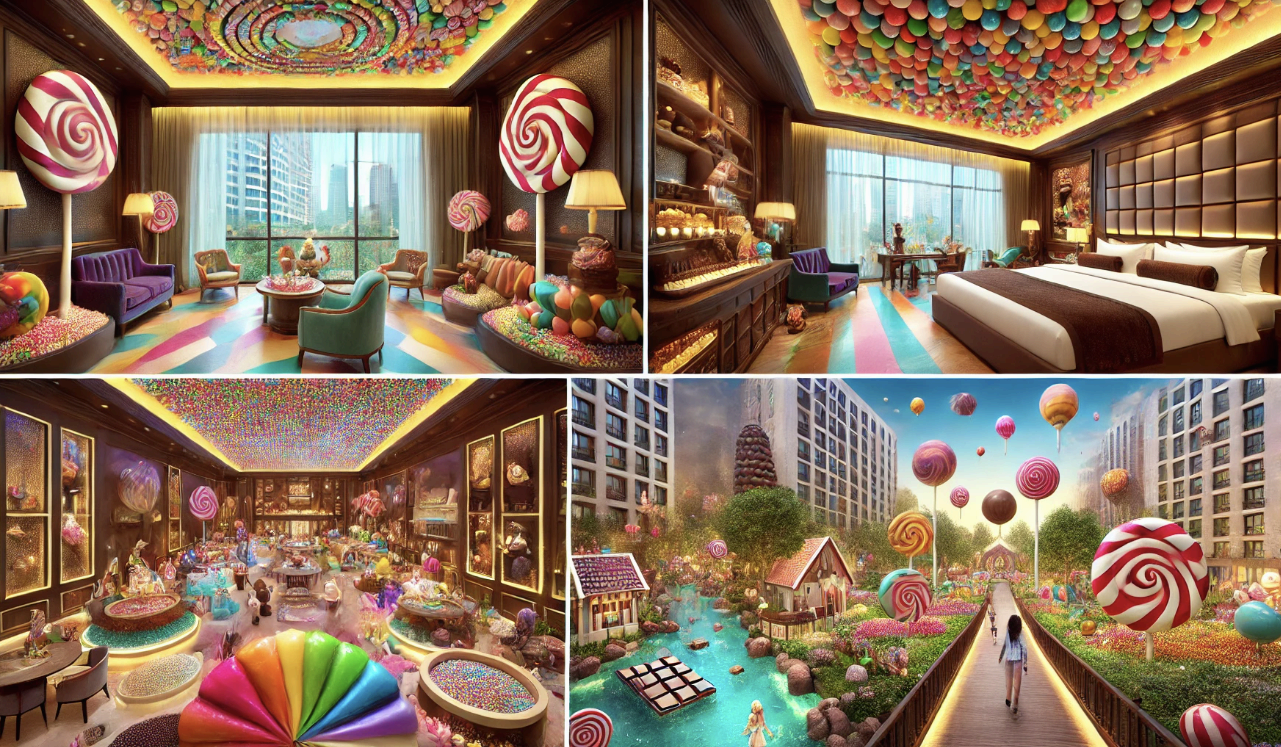 초콜릿과 사탕으로 가득한 동화 같은 호텔