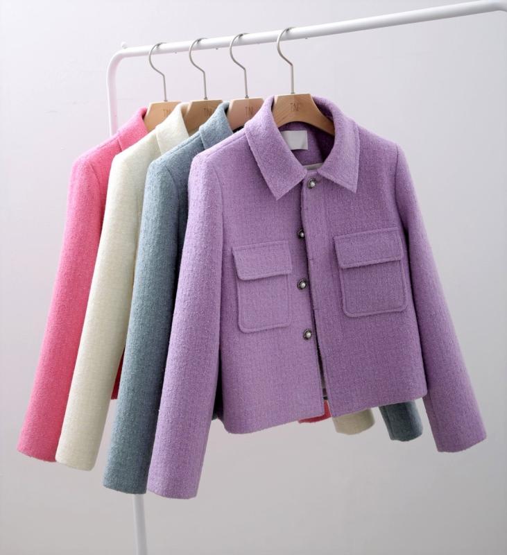 프리미엄 고급 르셀 트위드 자켓 여성 봄 자켓 카라 명품 아우터 트위드코디