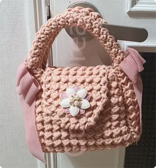 디어크로쉐 DIY 진달래꽃 리본 가방