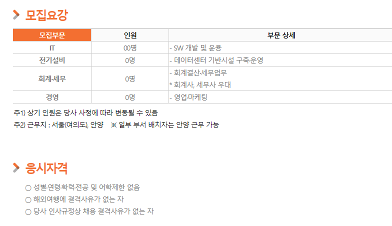 코스콤 채용 - 모집요강, 응시자격