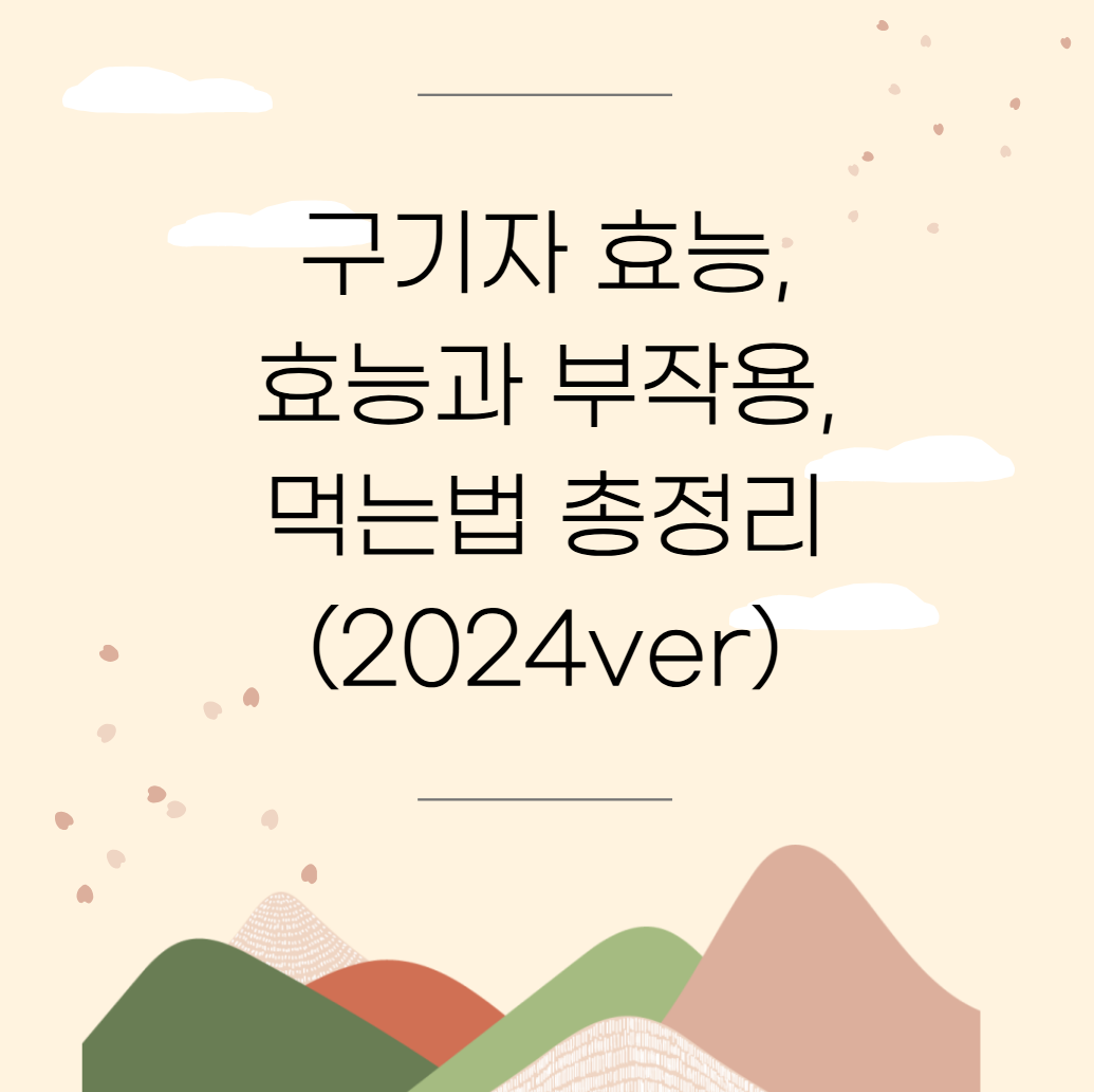 구기자 효능, 효능과 부작용, 먹는법 총정리 (2024ver)
메인 키워드