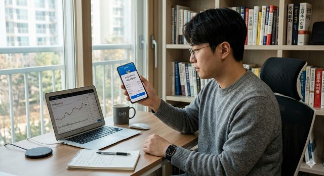 코스모로보틱스 공모주 청약 일정과 수익 분석을 확인하는 투자자 모습