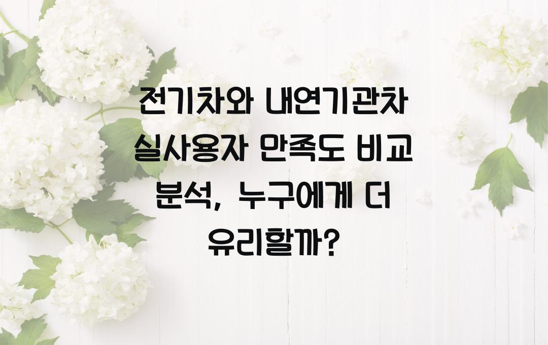 전기차와 내연기관차 실사용자 만족도 비교 분석