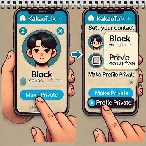 카카오톡 차단 후 프로필 비공개 설정하기