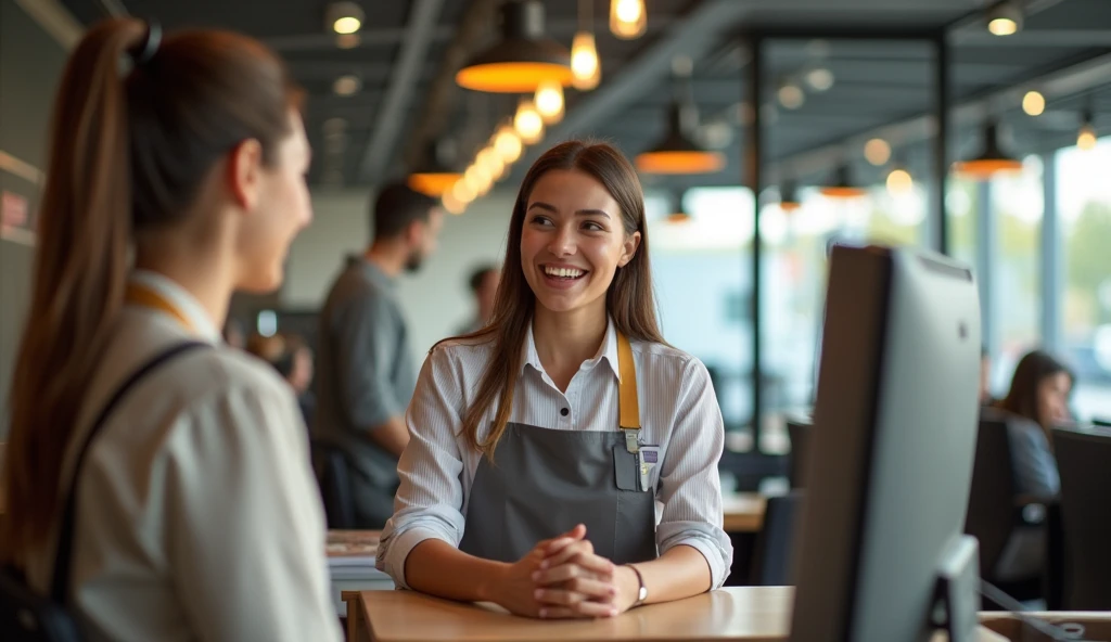 환하게 웃고 있는 자영업자 이미지