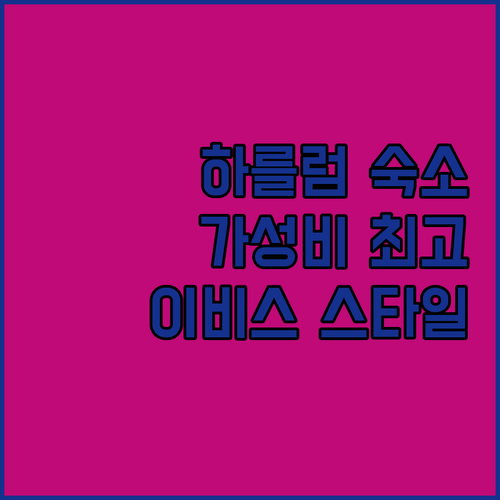 하를럼 여행 필수 숙소 이비스 스타일..