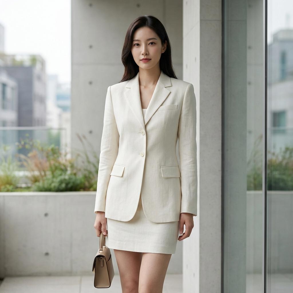 무릎 노출 없는 단색 미디 원피스로 완성하는 외출룩