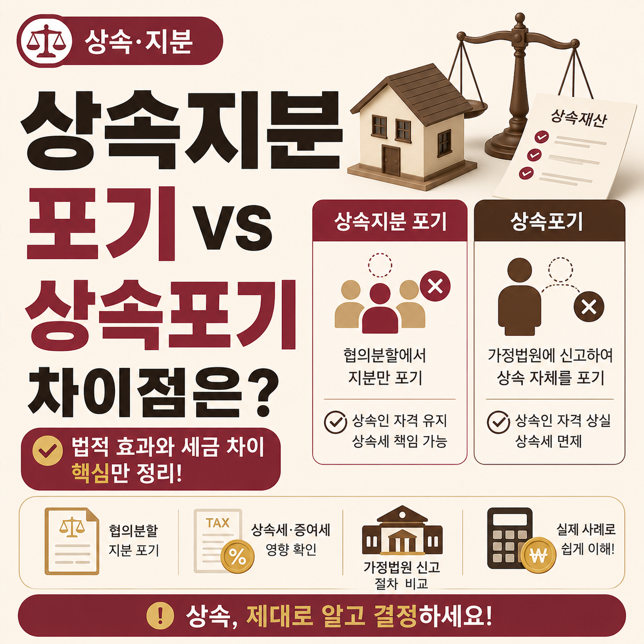 상속지분 포기와 상속포기 차이를 설명하는 이미지
