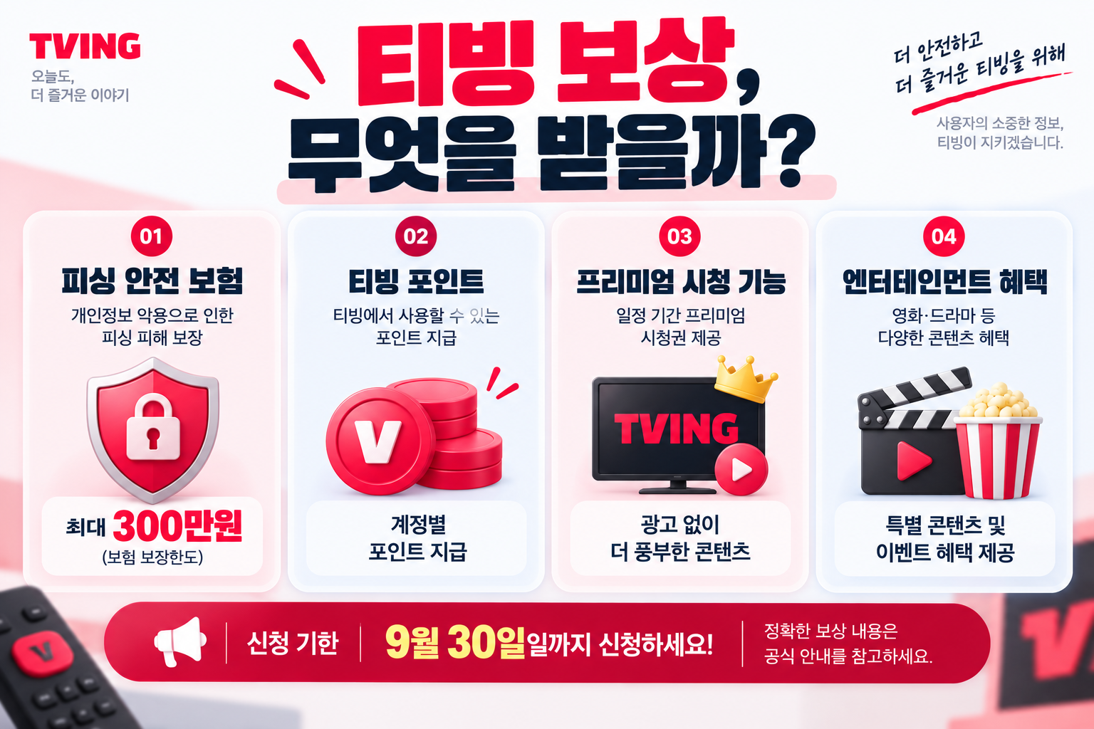 티빙 개인정보유출 보상 종류와 피싱 보험 포인트 시청 혜택 정리