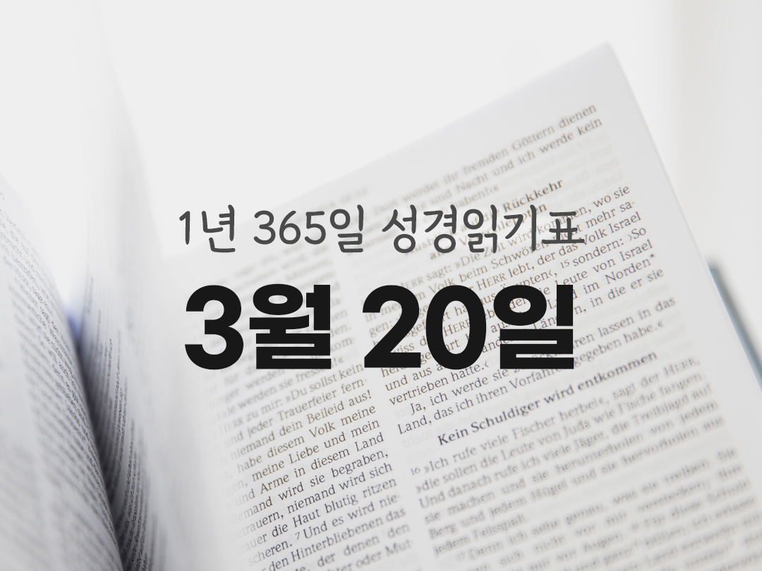 1년 365일 성경읽기표 3월 20일 성경읽기 진도표 사무엘기하권