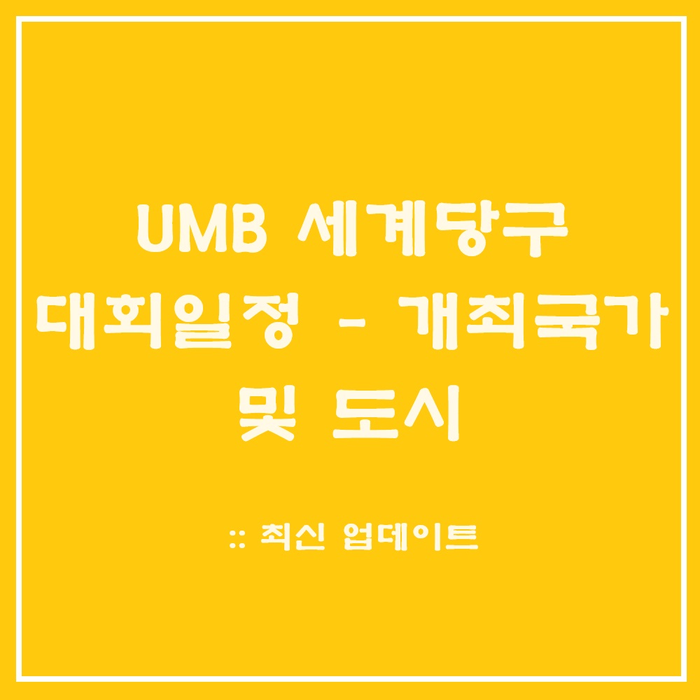 UMB 세계 당구 대회 일정 - 개최국가 및 도시