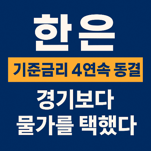 한은 기준금리 4연속 동결, 경기보다 물가를 택했다