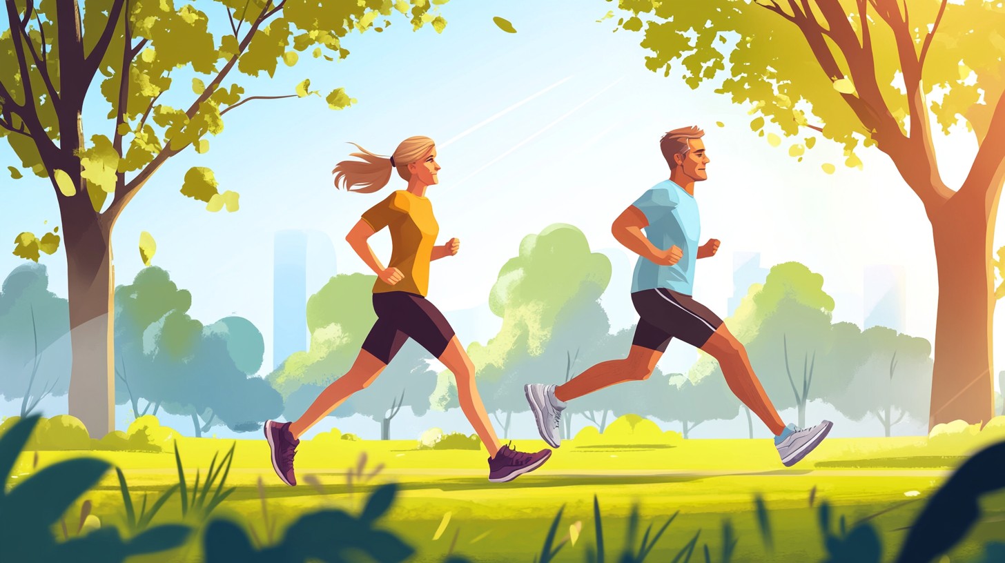 런닝하는 남여 사진