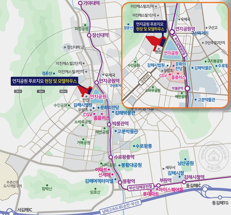 연지공원 푸르지오 위치도