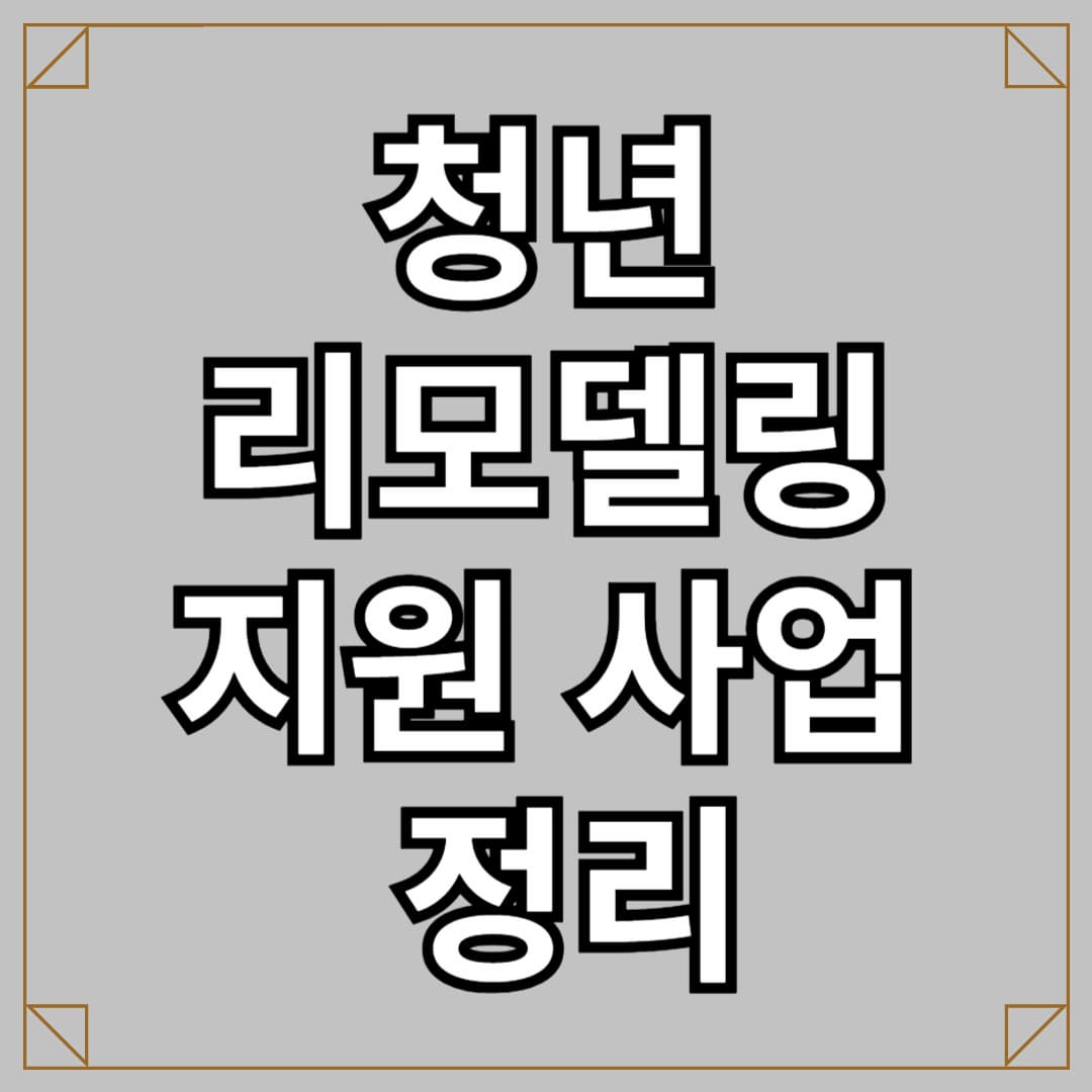 청년 주택 리모델링 지원 사업 정리