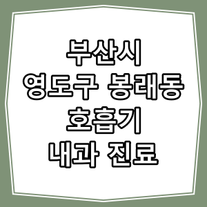 부산시 영도구 봉래동 호흡기 내과 진료 동네 병원