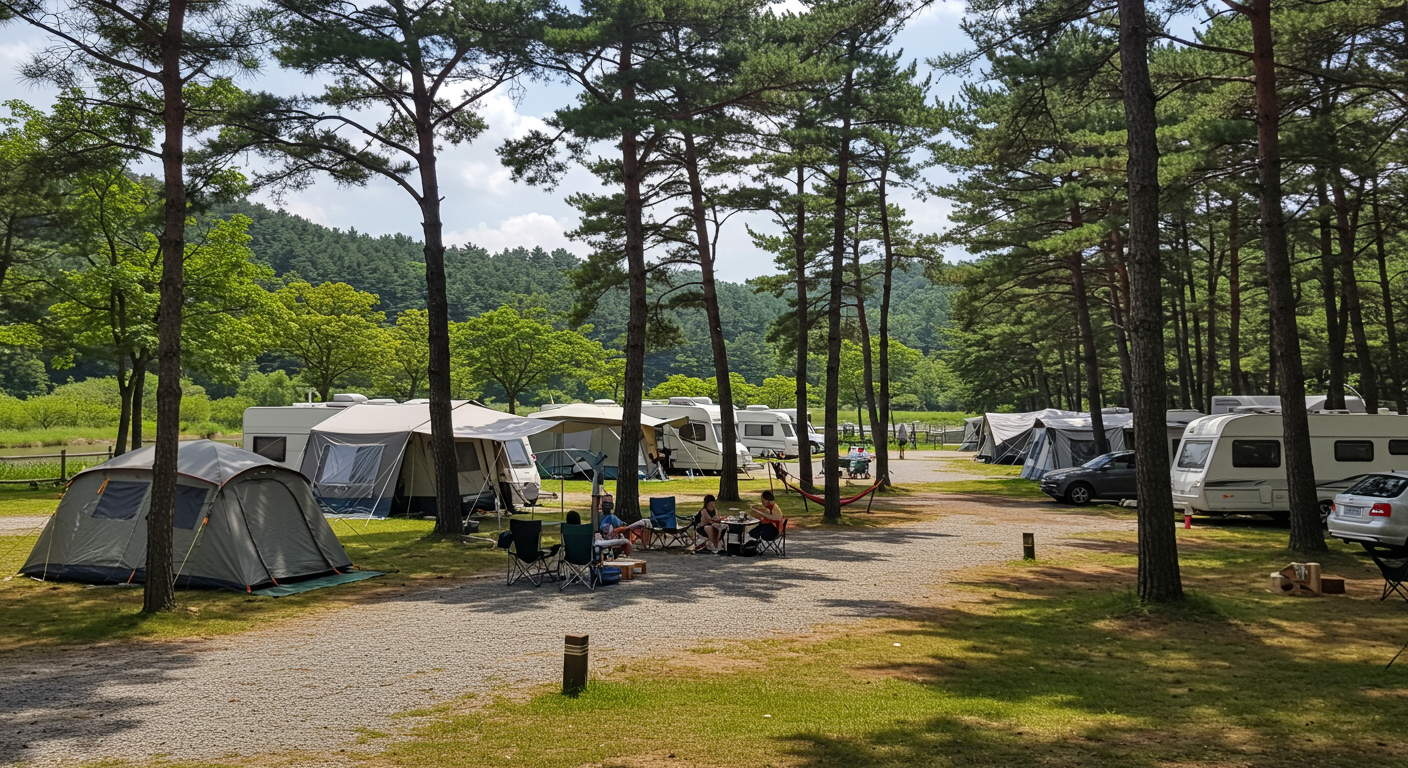 충주 목계솔밭 캠핑장,