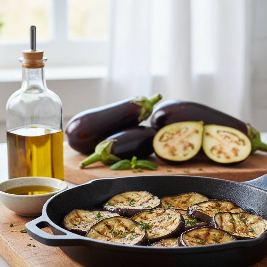 음식궁합(부드러운 식감 + 향의 깊이)ㅣ가지와 올리브오일의 음식 궁합 &mdash; 나른한 부드러움 위에 고소한 향이 스며드는 &lsquo;차분한 풍미의 식사&rsquo;