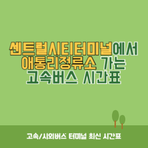 센트럴시티터미널에서 애통리정류소 가는 고속버스 시간표 최신정보