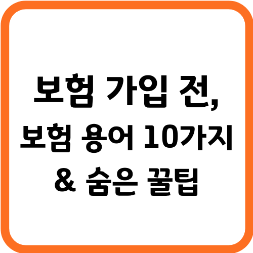 보험 가입 전 꼭 알아야 할 보험 용어