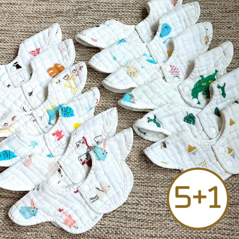 오가닉 무형광 아기턱받이 아기침받이 신생아 거즈 롤링 스카프빕 안녕키위새