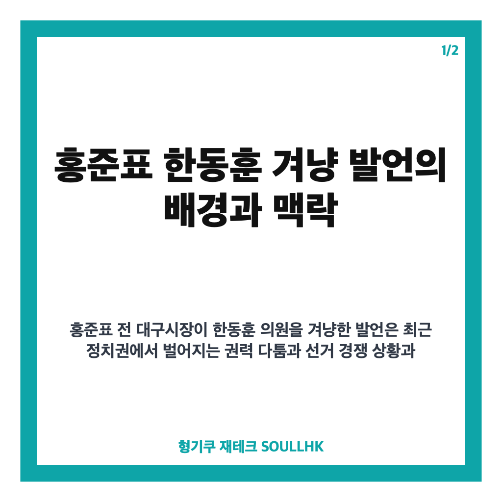 홍준표 한동훈 겨냥 발언 집중 분석과 정치적 배경과 영향 카드뉴스 1
