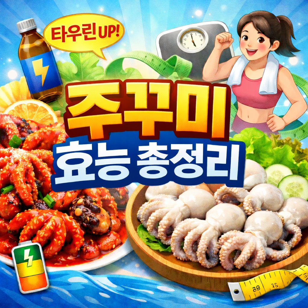 주꾸미 효능 이미지, 타우린 함유 해산물 주꾸미, 피로 해소와 다이어트 식단에 좋은 주꾸미 요리