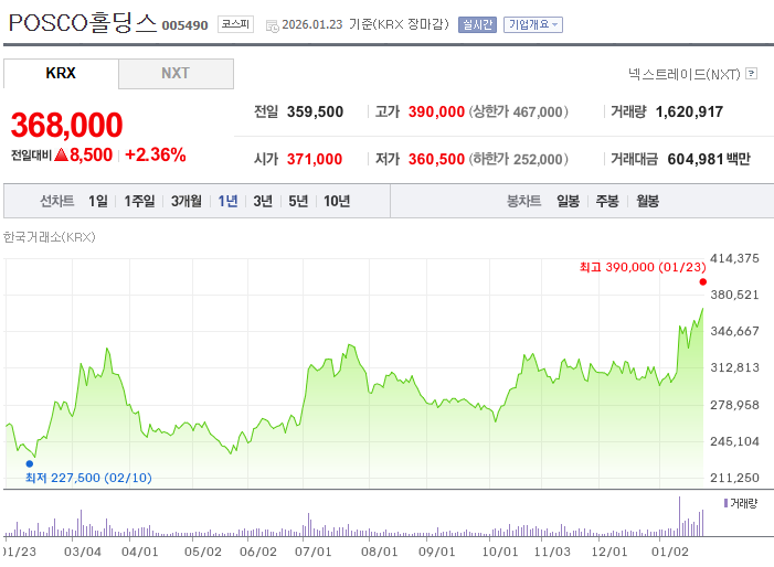 POSCO홀딩스 주가 차트