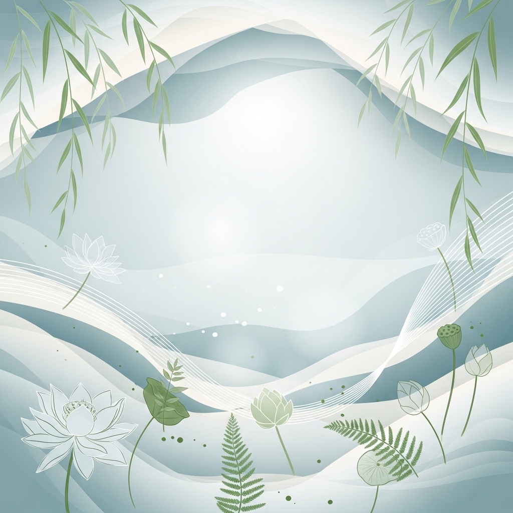 여성의 건강하고 깨끗한 Y존을 상징하는 부드러운 파란색과 초록색 계열의 추상적인 이미지.